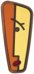 Visage orange et jaune
